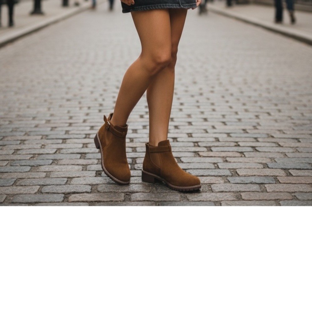 Chic Tan Ankle Boots for Women Suede Like